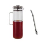 Carafe à thé glacé 1 5 litre + paille inox avec filtre