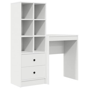 vidaXL Bureau avec tiroir avec étagère avec stockage 2 Pièces Blanc