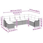 Ensemble de canapé de jardin 8 pièces avec coussins Rotin Poly Noir