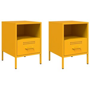 vidaXL Tables de chevet 2 Pièces jaune moutarde 36x39x50 5 cm acier