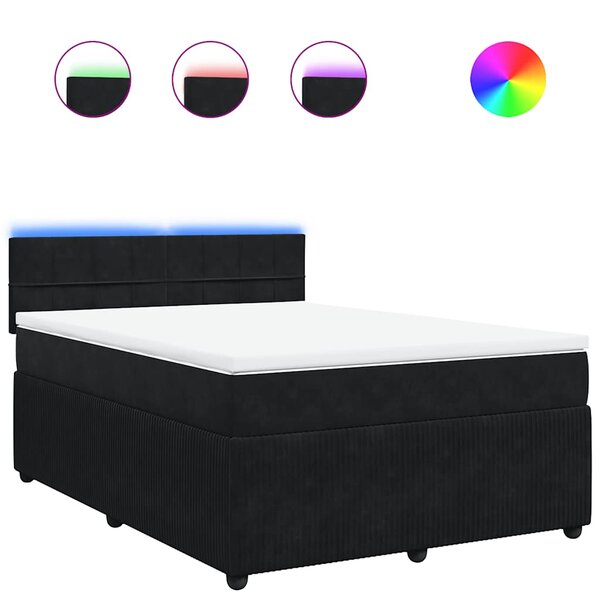vidaXL Sommier à lattes de lit et matelas Noir 160x200 cm Velours