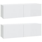vidaXL Ensemble de meubles TV 4 Pièces Blanc brillant Bois d'ingénierie