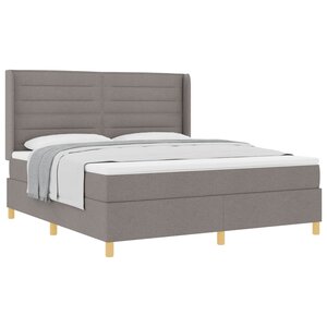 vidaXL Lit à ressorts avec matelas Taupe 180 x 200 cm tissu