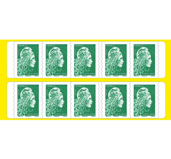 Carnet 10 timbres Marianne l'engagée - Lettre verte