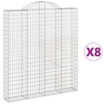 vidaXL Paniers à gabions arqués 8 Pièces 200x30x220/240 cm fer galvanisé