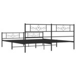 vidaXL Cadre de lit métal sans matelas avec pied de lit noir 200x200cm