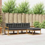 vidaXL Ensemble de canapés d'extérieur 4 Pièces Naturel et Anthracite
