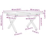 vidaXL Table basse cadre en X 60x60x40 5cm bois de pin massif et acier