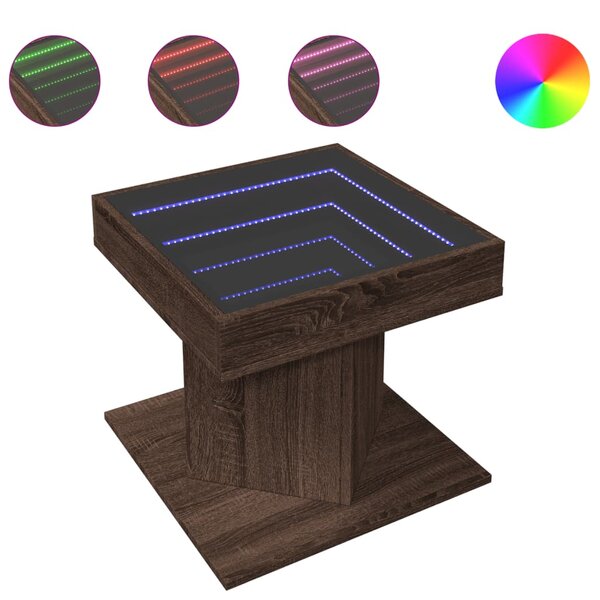 vidaXL Table basse avec LED chêne marron 50x50x45 cm bois d'ingénierie