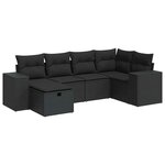 vidaXL Salon de jardin 6 Pièces avec coussins noir résine tressée