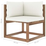 Vidaxl canapé d'angle palette de jardin avec coussins crème