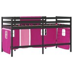 vidaXL Lit mezzanine enfants et rideaux rose 90x200cm bois pin massif