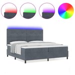 Lit coffre vidaXL avec matelas et LED gris foncé 200x200 cm en velours