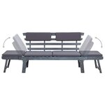 vidaXL Banc de jardin avec coussins 2-en-1 190 cm Gris Bois d'acacia
