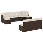 vidaXL Salon de jardin 10 Pièces avec coussins marron résine tressée
