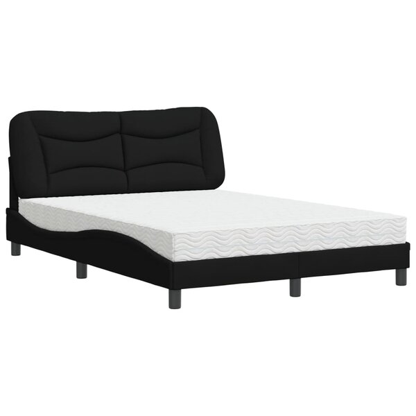 vidaXL Lit avec matelas Hvar noir 140x200 cm tissu