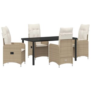 vidaXL Ensemble de salle à manger pour jardin 5 Pièces Beige polyrotin