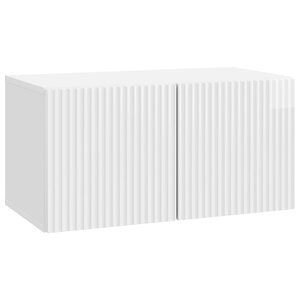vidaXL Meuble TV mural Montage mural Blanc brillant 59 5 x 31 x 30 cm