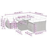 vidaXL Salon de jardin 9 Pièces avec coussins gris résine tressée