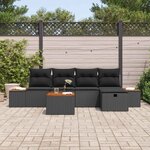 vidaXL Ensemble de canapé de jardin 6 Pièces Noir Poly rotin