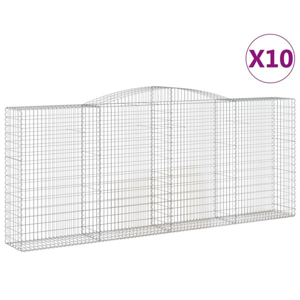 vidaXL Paniers à gabions arqués 10 Pièces 400x50x160/180 cm fer galvanisé