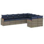 vidaXL Salon de jardin 9 Pièces avec coussins gris résine tressée