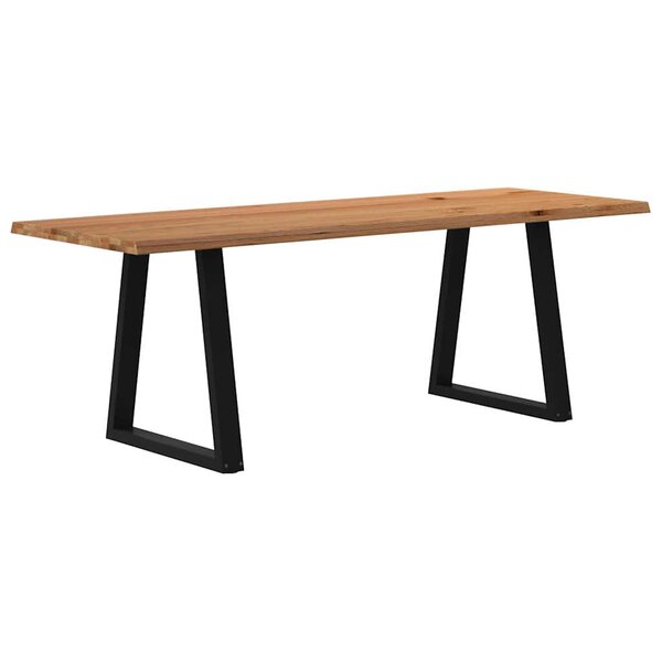 vidaXL Table à manger avec bord naturel 220x80x74 cm bois massif chêne