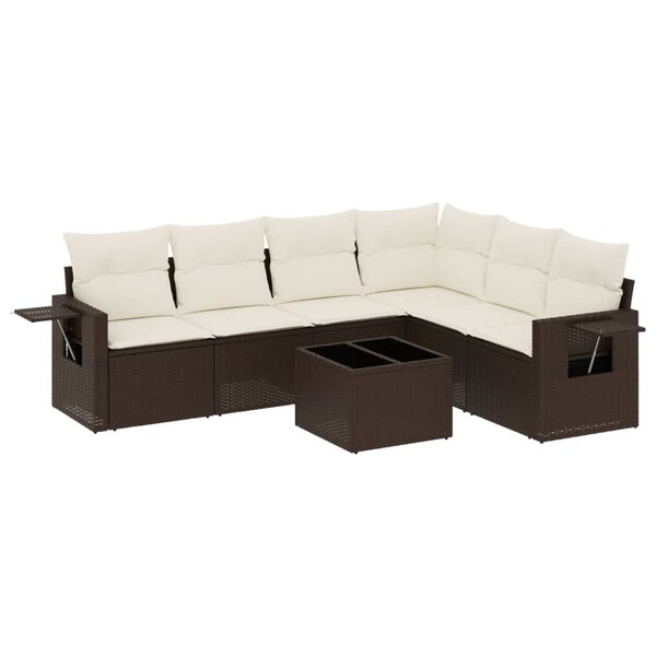 vidaXL Salon de jardin avec coussins 7 Pièces marron résine tressée
