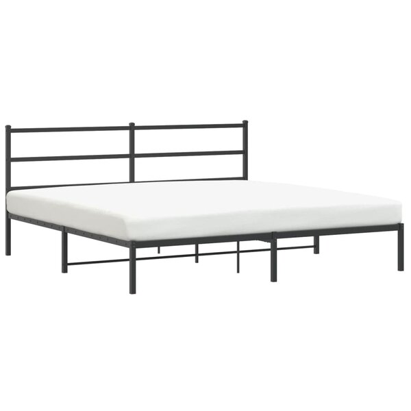 vidaXL Cadre de lit métal sans matelas avec tête de lit noir 183x213cm