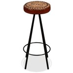 vidaXL Ensemble de bar 7 Pièces Bois de récupération Cuir véritable et toile