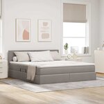 vidaXL Lit avec rangement et LED avec matelas Taupe 160 x 200 cm tissu