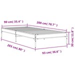vidaXL Cadre de lit sans matelas chêne fumé 90x200 cm