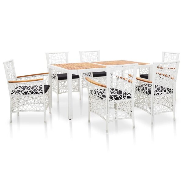 vidaXL Salon de jardin 7 Pièces Résine tressée Blanc