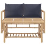 vidaXL Salon de jardin 2 Pièces avec coussins gris foncé bambou