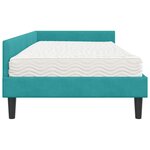 vidaXL Cadre de lit d'angle avec matelas Autre 2 Pièces Turquoise Velours