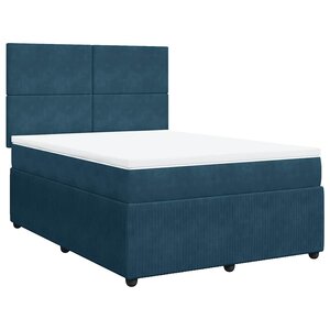 vidaXL Sommier à lattes de lit et matelas Bleu foncé 140x190cm Velours