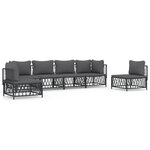 vidaXL Salon de jardin avec coussins 6 Pièces anthracite acier