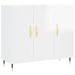 vidaXL Buffet blanc brillant 90x34x80 cm bois d'ingénierie