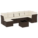 vidaXL Salon de jardin 8 Pièces avec coussins marron résine tressée