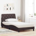 vidaXL Lit avec matelas marron foncé 100x200 cm tissu