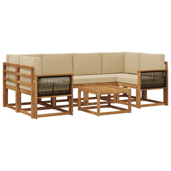 vidaXL Ensemble de canapés d'extérieur avec coussin 5 Pièces Naturel