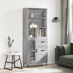 vidaXL Buffet haut Sonoma gris 69 5x34x180 cm Bois d'ingénierie