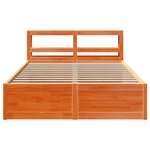 vidaXL Cadre de lit et tête de lit cire marron 135x190 cm bois de pin