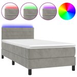 vidaXL Sommier à lattes de lit et matelas et LED Gris clair 90x190 cm
