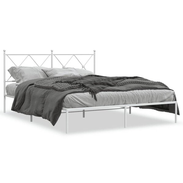 vidaXL Cadre de lit métal sans matelas et tête de lit blanc 160x200 cm