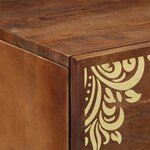 vidaXL Table de chevet Marron miel avec motifs dorés Bois de manguier massif