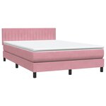 vidaXL Sommier à lattes de lit avec matelas et LED rose 140x220 cm velours