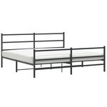vidaXL Cadre de lit métal sans matelas avec pied de lit noir 193x203cm