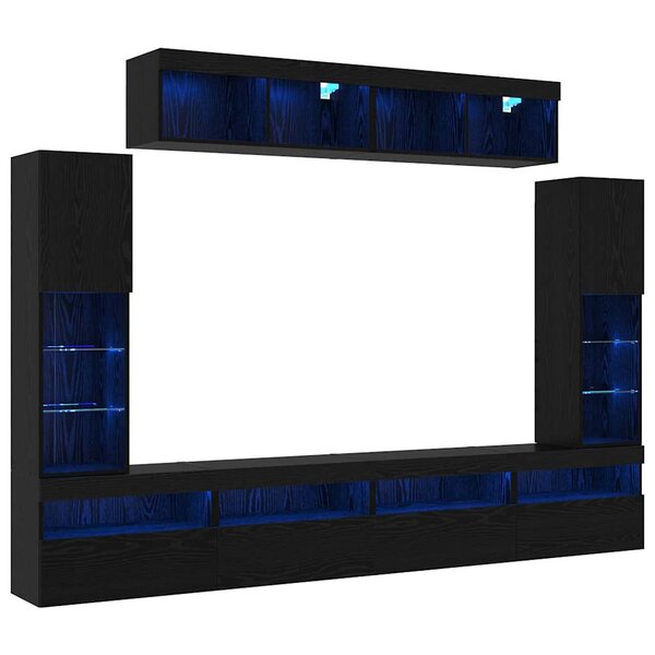 vidaXL Ensemble de meuble TV mural 6 Pièces Chêne noir 30.5 x 30 x 102 cm