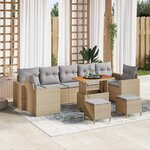 vidaXL Ensemble de canapé de jardin 10 Pièces Beige polyrotin